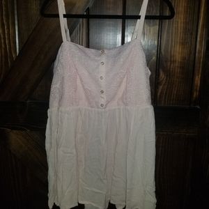 Light Pink Gauze & Crochet Button Babydoll Cami